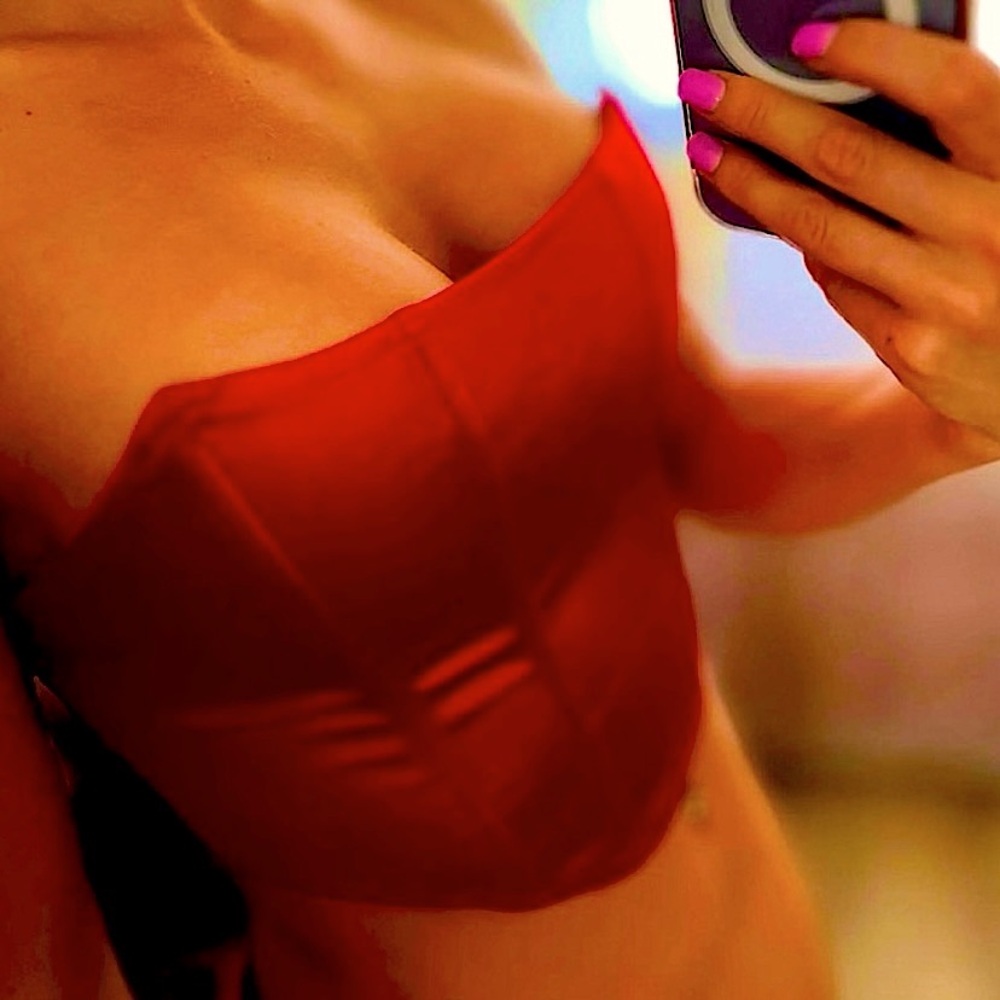 Red strapless boned corset top - Picture 9 of 12